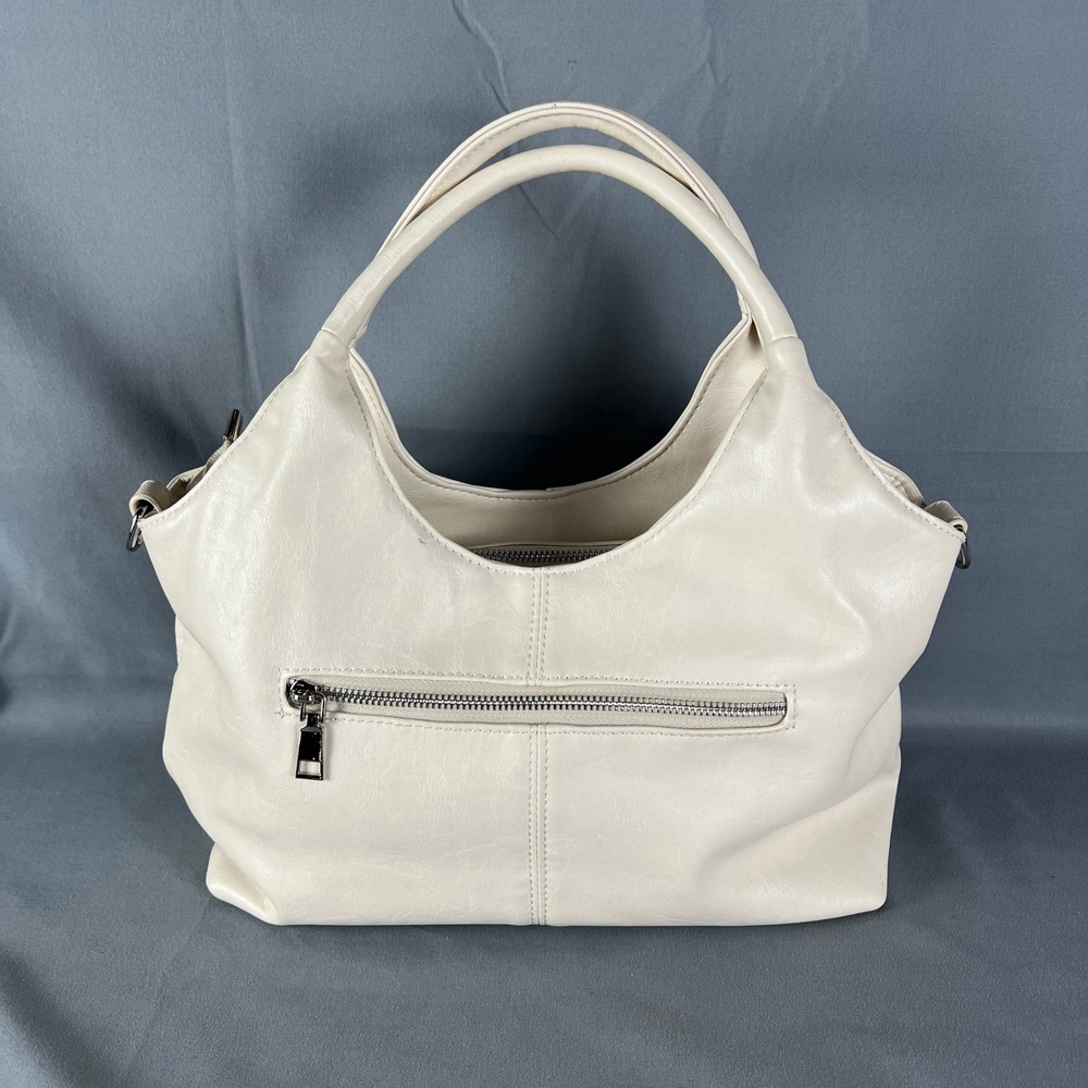 Women's Handbag Cream Zipper Pockets Double Handle Party Cocktail Shoulder Bag